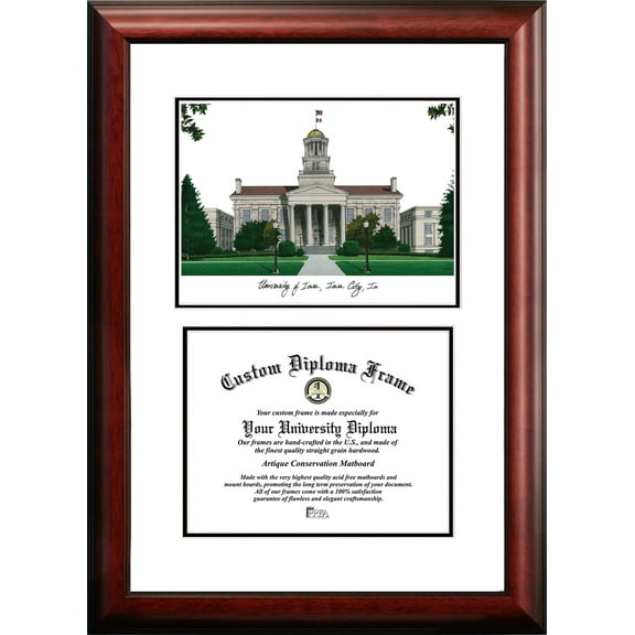 Campus Images IA995V-1185 11 x 8.5 in. University of Iowa Scholar Diploma Frame - Satin Mahogany