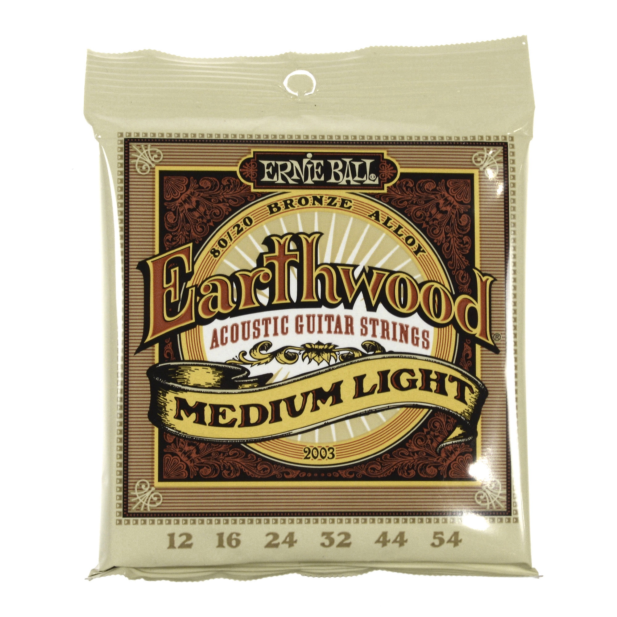 Ernie Ball Earthwood Medium Light Acoustic Strings, 80/20 Bronze .12