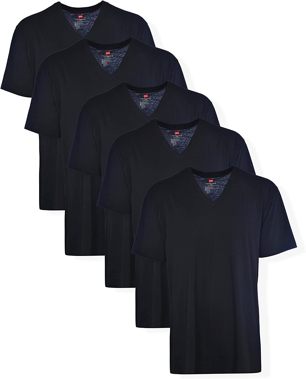 Hanes Men's Tall Man VNeck TShirt (Pack of 5) Black, 3XLarge Tall