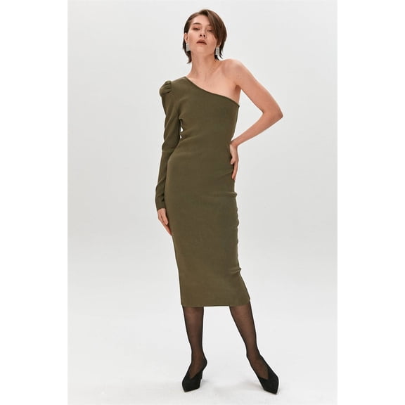 Asymmetric One Shoulder Knitted Dress (38)