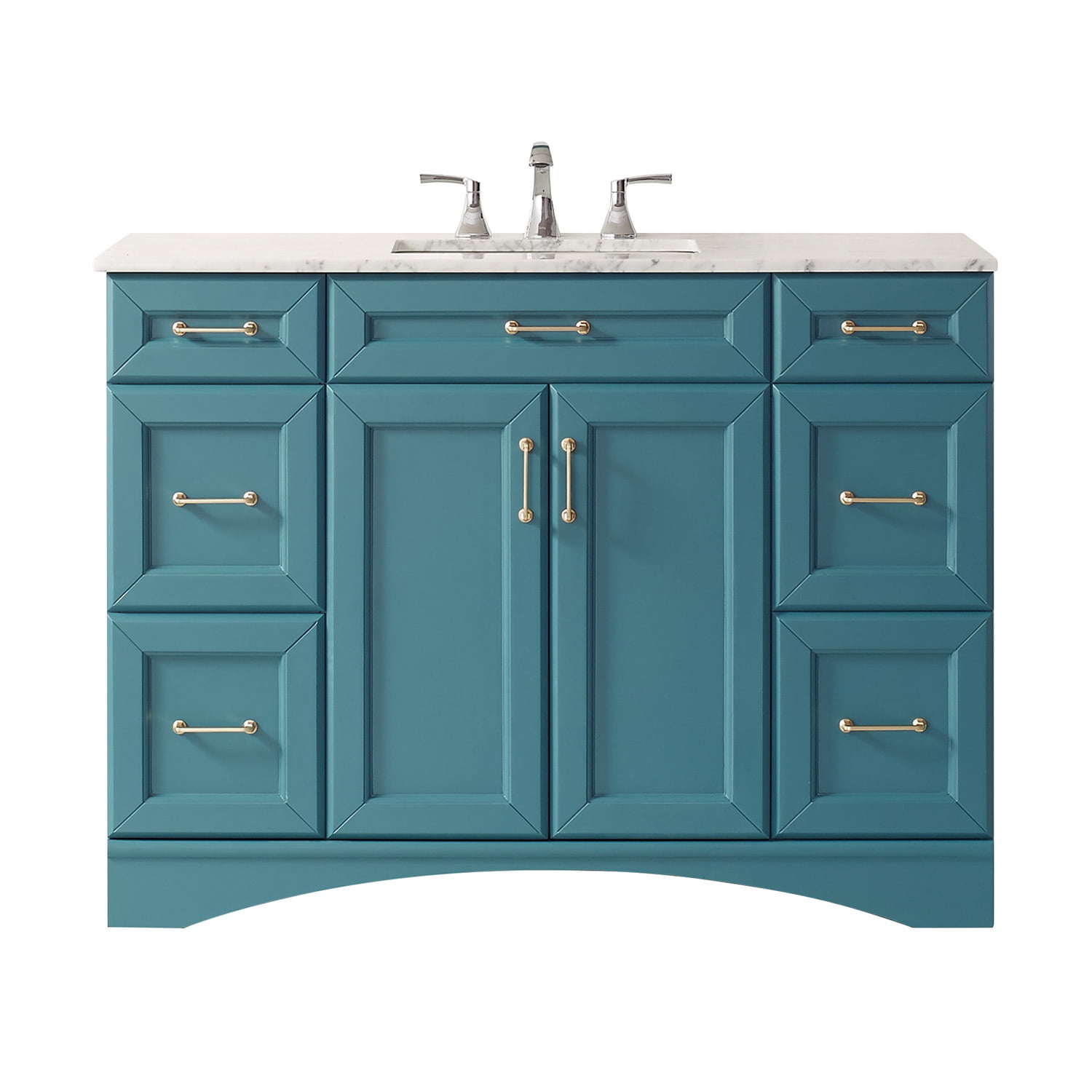 Naples 48" Vanity in Royal Green with Carrara White Marble