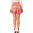 thumbnail image 3 of INSPIRE CHIC Women's High Waist Metallic Shiny Ruffle A-Line Mini Short Skirt Pink XL, 3 of 6