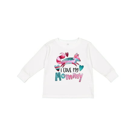 

Inktastic I Love My Mommy Pink and Blue Fox with Hearts Gift Toddler Boy or Toddler Girl Long Sleeve T-Shirt