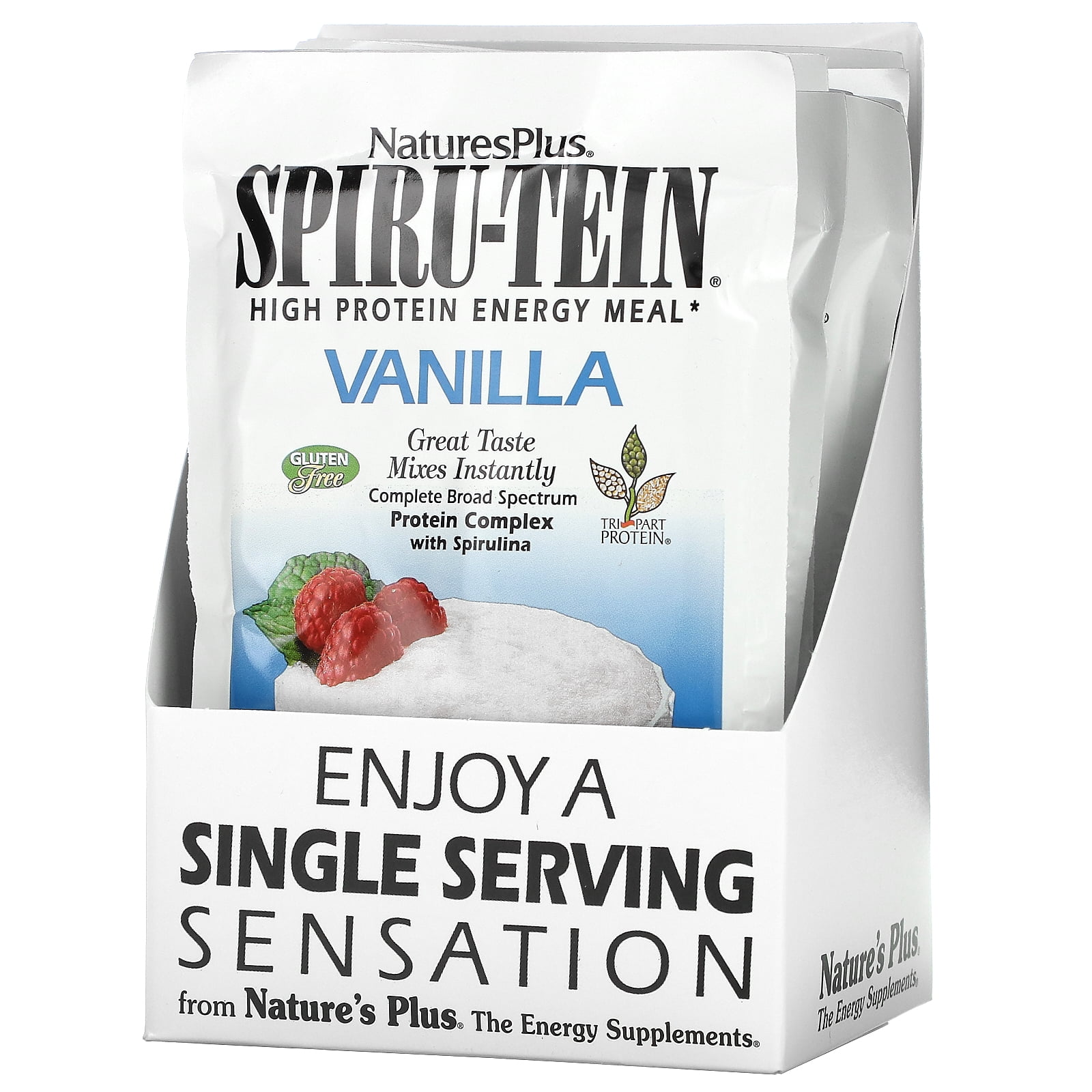 Nature's Plus Spiru-Tein, High Protein Energy Meal, Vanilla, 8 Packets, 1.2 oz (34 g) Each