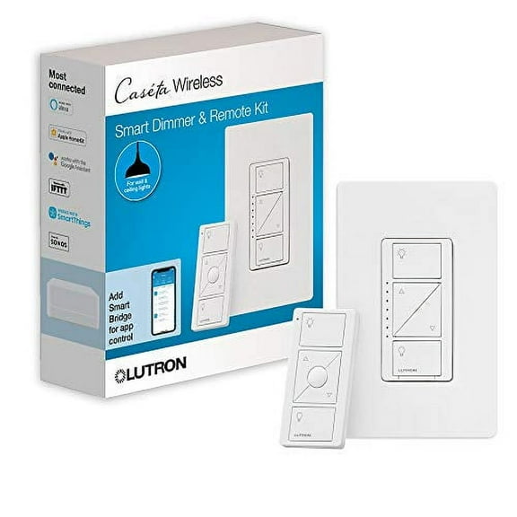 Lutron Wireless Smart Lighting Dimmer Switch and Remote Kit, P-PKG1W-WH-C