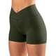 thumbnail image 2 of Zhuge Pantalones cortos de ciclista de cintura alta para mujer, paquete de 2, pantalones cortos de yoga con cintura cruzada, pantalones cortos para correr, leggings con o sin bolsillo, 2 of 5