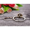 thumbnail image 3 of 6mm Round Cut 1.75 Carat Champagne Diamond Moissanite Engagement Ring Bridal Set 10k Rose Gold Art Deco Matching Wedding Band Anniversary Gift, 3 of 5