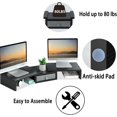 thumbnail image 5 of Dual Monitor Stand Riser with Drawer - Length and Angle Adjustable Double Monitor Riser Corner Desk Shelf Organizer Long Monitor Riser for 2 Monitors/Laptop/PC/Screen/TV (Black, 72-94L cm), 5 of 5