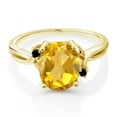 thumbnail image 2 of Gem Stone King 18K Yellow Gold Plated Silver Yellow Citrine and Black Diamond 3 Stone Ring for Women (2.43 Cttw, Oval 10X8MM, Gemstone November Birthstone, Size 5), 2 of 4
