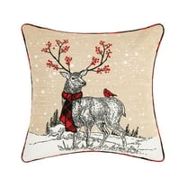 Christmas Woodland Reindeer Indoor/Outdoor Accent Throw Pillow 18" x 18"