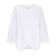 thumbnail image 4 of Yuyuzo Womens Fall Tops V Neck Long Sleeve Irregular Hem Solid Color Basic Pullover Top Tees Blouse Tshirts, 4 of 6