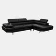 thumbnail image 2 of Cosmic Homes Grayson 3-Seater Leather Upholstered Sectional Sofa with RHF Chaise – Cup Holder Black, 2 of 4