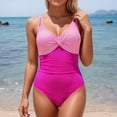 thumbnail image 2 of HUAXUN Womens Swimsuits One Piece Front Crisscross V Neck Ruched Bathing Suit Tummy Control Modest Swim Suits(Hot Pink,S), 2 of 4