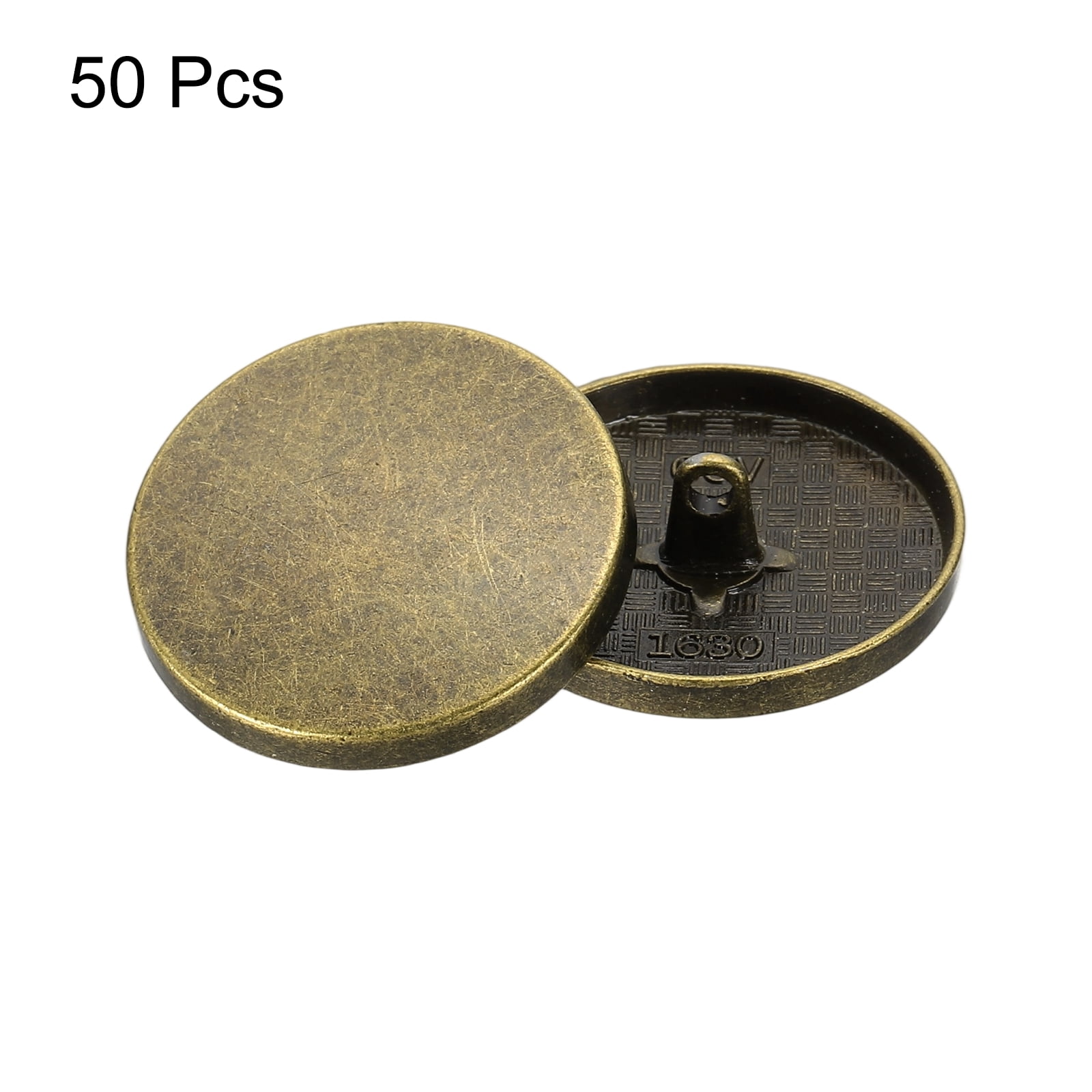 50pcs 48L Metal Round Flat Sewing Buttons 30mm Alloy Shank Craft Replacement Button for Men Women Suit Woolen Coat Shirt Trousers Sewing Crafts, Bronze