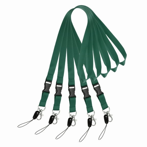 Uxcell 5 Pack Dark Green Lanyards for Keys, Breakaway Lanyard for Men and ID Badges Holder