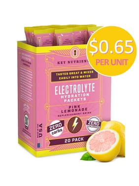 Key Nutrients Electrolytes Powder - Fresh Pink Lemonade Electrolyte Drink Mix - $0.65 / unit - Hydration Powder - No Sugar, No Calories - 20 Travel Packets