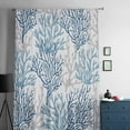 thumbnail image 5 of Navy Blue Coral Coastal Semi Sheer Curtains Drapes for Living Room, Bedroom, French Doors Window 45 Inches Long, Summer Beach Seaside Nautical Rod Pocket Chiffon Curtain Drapery Voile Drape Panel, 5 of 6