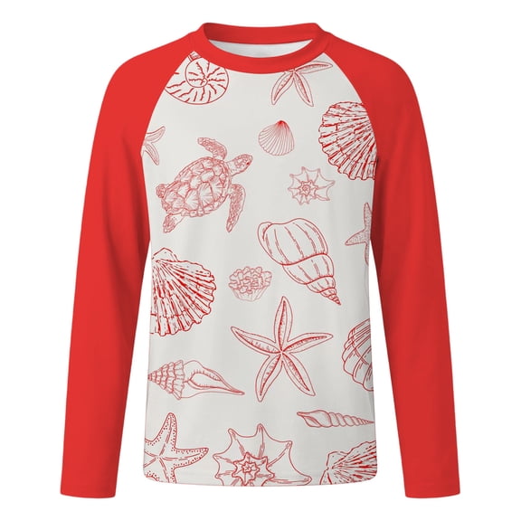 Tiijoy Boy's Graphic Long Sleeve Rash Guard Athletic UPF 50 Beach Swim Shirt, Sizes 3-14