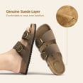 thumbnail image 6 of DREAM PAIRS Women’s Slide Sandals with Genuine Leather Footbed Adjustable Double Buckle Slip-On Flat Sandals with Arch Support, 6 of 7