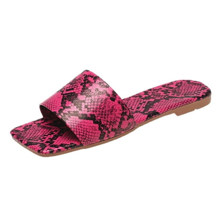 

Shpwfbe Slippers For Women Fashion Snake Print Large Size Flat Fish Mouth Sandals Slippers For Women Indoor And Outdoor Womens Slippers
