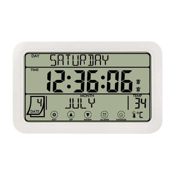 Reloj de pared digital decorativo, funciona con pilas, colgante, números grandes, sin tictac blanco