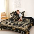 thumbnail image 4 of Castle Fairy Vintage Crescent Moon Raccoon Queen Comforter Set 3 Pieces,Golden Stars Print Comforter Sets Queen,Black Cream,Black Reversible,1 Comforter and 2 Pillowcases, 4 of 6