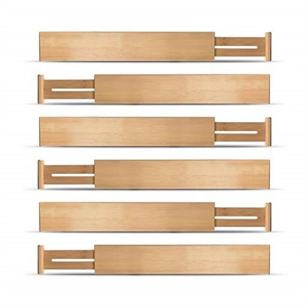 Bambusi Bamboo Kitchen Drawer Dividers Organizers Set Of 6 Spring Loaded Adjustable Drawer Separators For Home And Office Organization Walmart Com Walmart Com