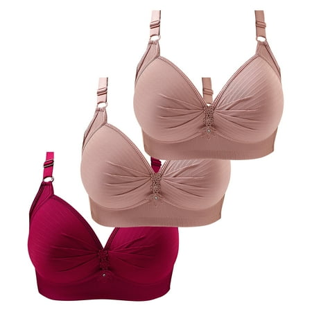 DQRPSEETB Nude Sports Bra Thin Laceless Steel Ring Soft Breathability Underwear Large Size Brater Buckle Female Bra Deep V Neck Vest Bralette Wireless Seamless Bra Red