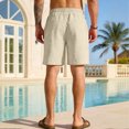 thumbnail image 4 of LTTVQM Cotton Linen Shorts for Men Casual Elastic Waist Drawstring 2026 Summer Beach Vacation Shorts with Pockets Khaki XL, 4 of 7