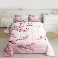 thumbnail image 2 of Manfei Chic Flowers Sakura 3 Pieces Queen Comforter Set for Teens Adults,Cherry Blossoms Ultra Soft Bedding Sets,Japanese Style Bedding Comforter Set Breathable,Super Cozy Room Decor,Reversible, 2 of 8