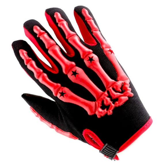 Motocross Adult Motorcycle BMX MX ATV Dirt Bike Bicycle Skeleton Gloves CE04 Red