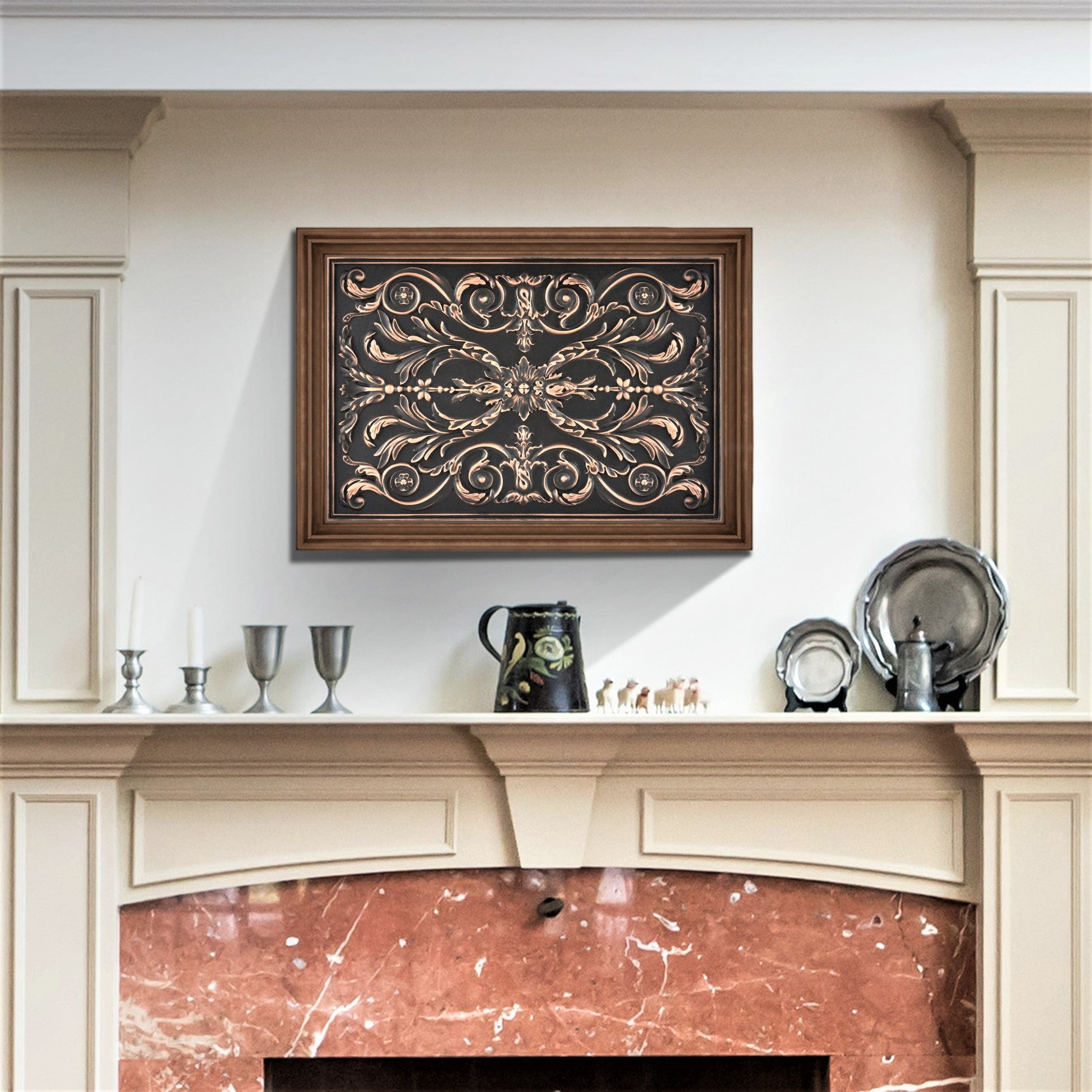 Backsplash Tile for Kitchen and Fireplace Viola 12 x 18 Metal Mural Oil Rubbed Bronze