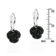thumbnail image 2 of Mini Black Blooming Rose .925 Silver Hoop Earrings, 2 of 4
