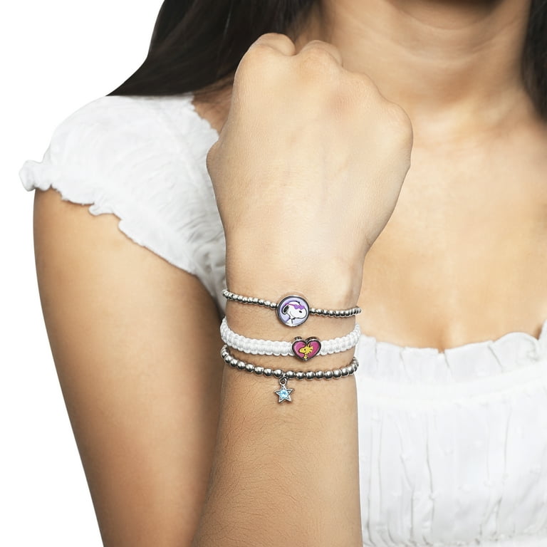 Peanuts Snoopy Womens Stretch Bracelet 3 Piece Set Star Woodstock and Snoopy Bracelet Snoopy Jewelry Officially Licensed Walmart