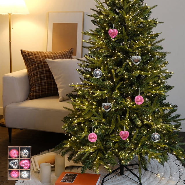 Juego de bolas colgantes para árbol de Navidad, bolas de espejo de colores, decoración para fiestas, accesorios y bolas
