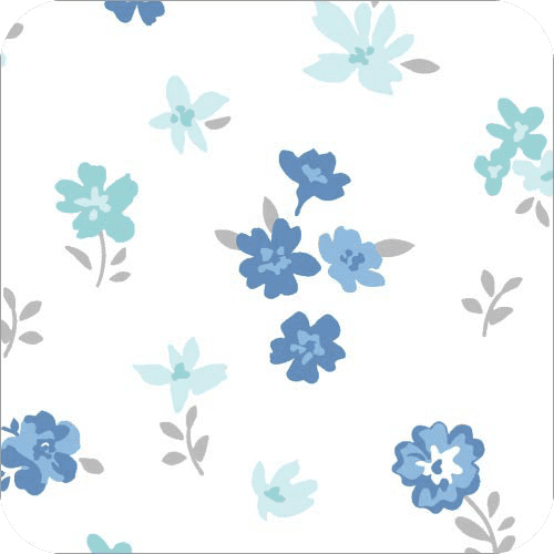 Floral White/Blues Print