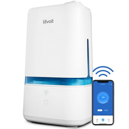 Levoit Smart Ultrasonic Humidifier Classic 200S-RBL for Room, 4L for Bedroom, Cool Mist Vaporizer for Baby and Plants, with Smart Sensor and Auto Mode, Blue