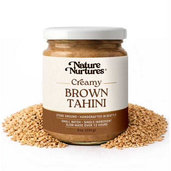 Creamy Brown Sesame Tahini | Raw Stone Ground | Small Batch | No Added Sugar | No Palm Oil | Made in USA