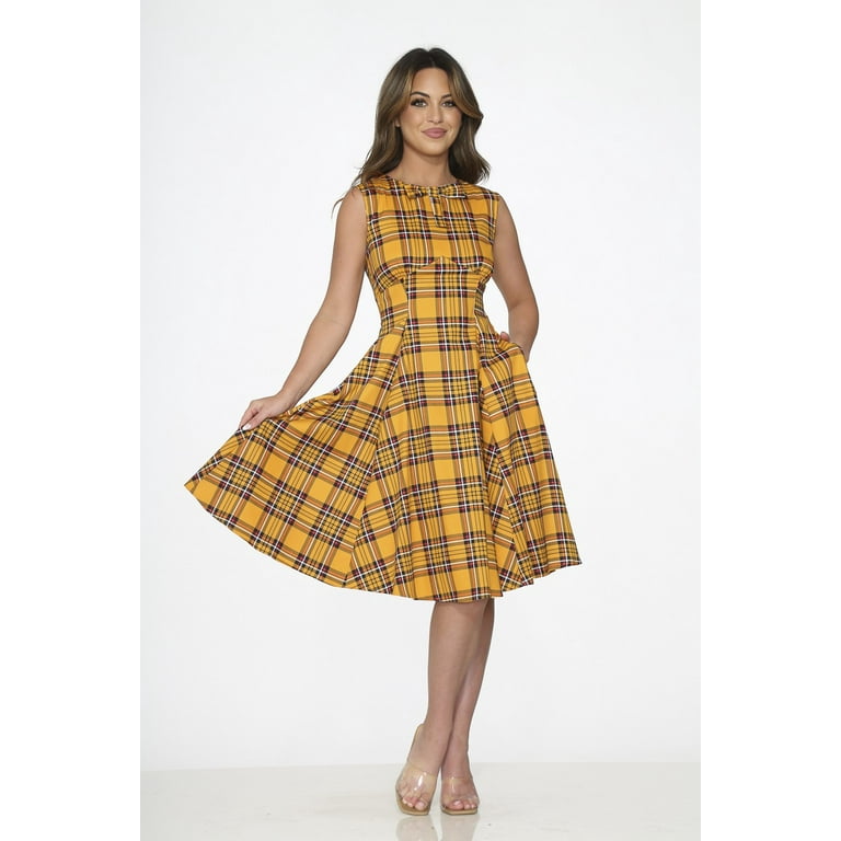 Plaid dress yellow discount