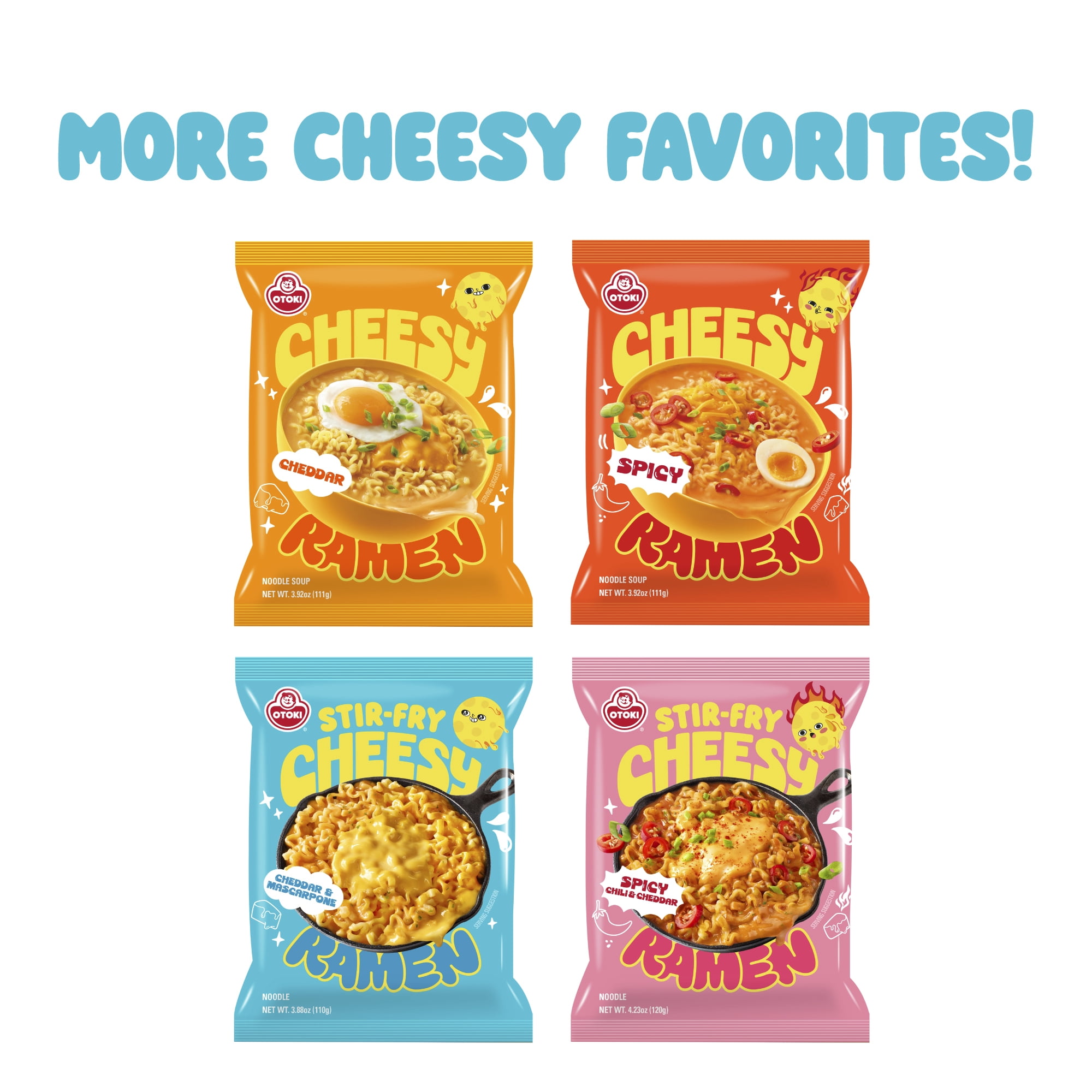 Otoki Stir-Fry Cheesy Ramen Cheddar Mascarpone 3.88 oz, 4 Pack
