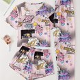 thumbnail image 1 of Conjunto De Pijama Con Estampado De Grafiti De Dibujos Animados, Camiseta De Manga Corta Con Cuello Redondo, Pantalones Cortos Y Pantalones De Salón, Ropa De Dormir Y Ropa De Salón Para Mujer, 1 of 4