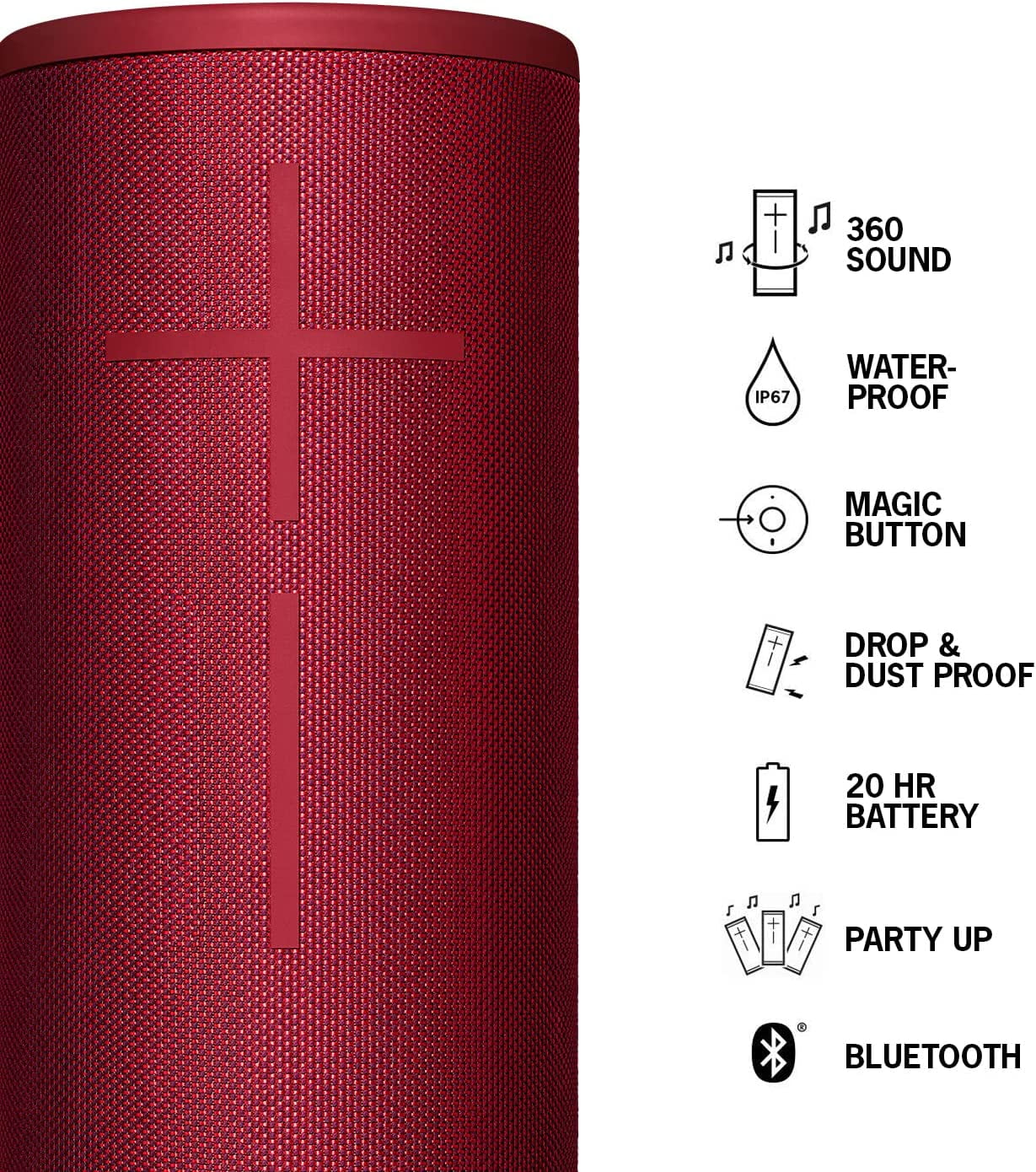 Restored Ultimate Ears MEGABOOM 3 Portable Bluetooth Speaker - Red (Refurbished)