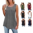 thumbnail image 4 of Camisetas sin mangas con cuello redondo, camisetas sin mangas con cuello redondo de color puro, blusa sin mangas con encaje, máxima eficiencia, 4 of 6