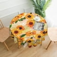 thumbnail image 3 of Sunflower Round Tablecloths 60 Inch Retro Watercolor Sunflowers Table Cloth Wipeable Table Cover Protector Vintage Yellow Floral Table Covers for Party, Kitchen, Picnic, Dinning, Weddings, 3 of 6