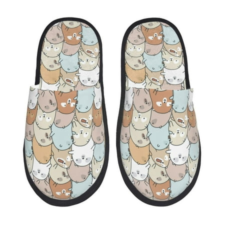 Balery Lovely Bear Slient Indoor Furry Fleece Comfort House Shoes Soft Non-Slip Home Shoes Cotton slippers House Slippers-- Large