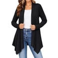 thumbnail image 5 of Hzzrkos Women's Lightweight Open Front Cardigan Long Sleeve Drape Front Knit Sweater Casual Loose Fit Layering Cardigan Outerwear for Office Daily Wear Black S, 5 of 6