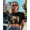 thumbnail image 4 of T Shirts for Women Short Sleeve Cotton Crewneck T-Shirt, Dreamlike Sky Clouds Raccoon Tee Tops Casual Basic T-Shirts, XS-5XL Black XXL, 4 of 7