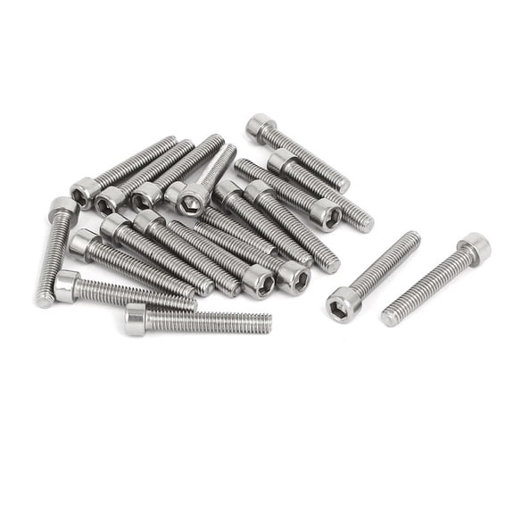 M6x35mm 304 Stainless Steel Fully Thread Hex Socket Cap Head Screws Bolts 20pcs