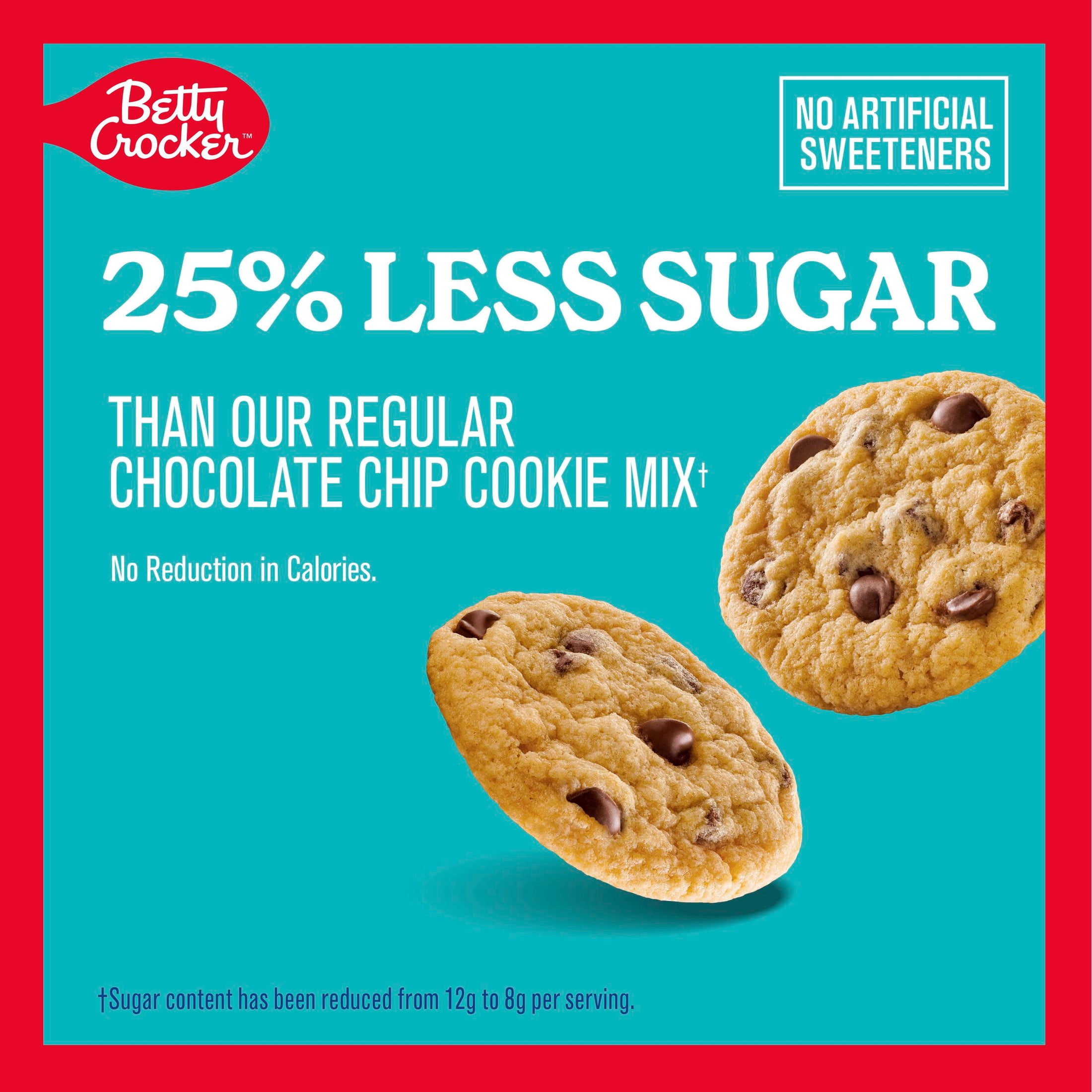 (3 pack) Betty Crocker Lower Sugar Chocolate Chip Cookie Mix, No Artificial Sweeteners, 13.1 oz