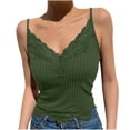thumbnail image 3 of MYAOYINo Boundaries Womens Lace Trim Cami Ribbed Spaghetti Strap V-Neck Tank Top, 3 of 7